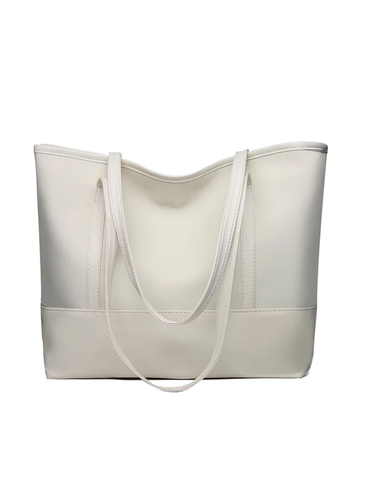 Oxford Women Shoulder Bag Fashion Ladies PU Splicing Handbag Totes (White)