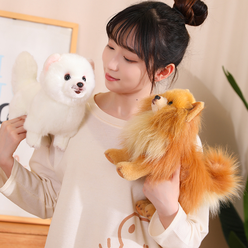 Tegooe Realistic Pomeranian Dog Plush Toy - Soft Stuffed Animal Puppy Doll for Kids