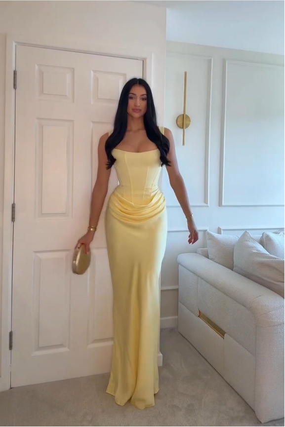 Satin Strapless Sleeveless High-Waisted Long Mermaid Prom Dress With Pleated | YQ0125 Wellcucu