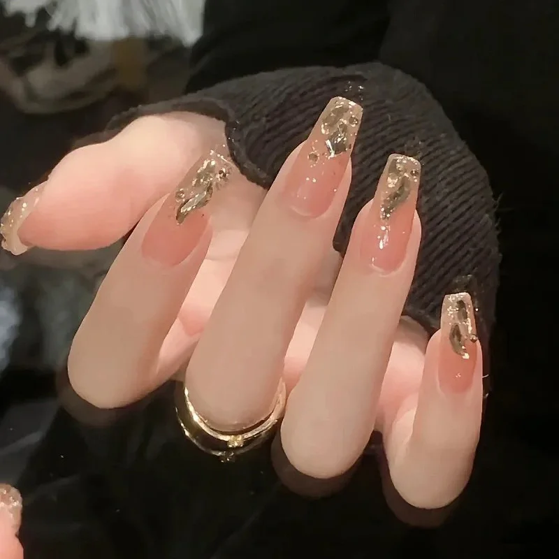Buyerint 24pcs Wearable Pink Press on Nails – Butterfly Lovely Girl False Nails Tips with Jelly Gel Design  