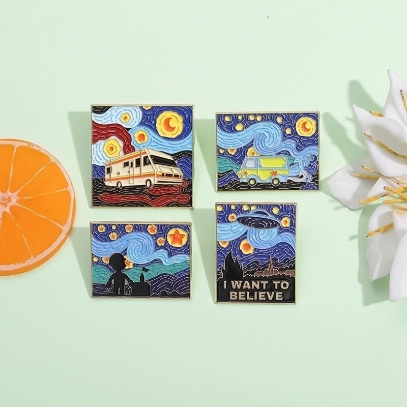 Cartoon Style Cowboy Style Artistic Sea Starry Sky Car Alloy Stamping Stoving Varnish Plating Unisex Brooches