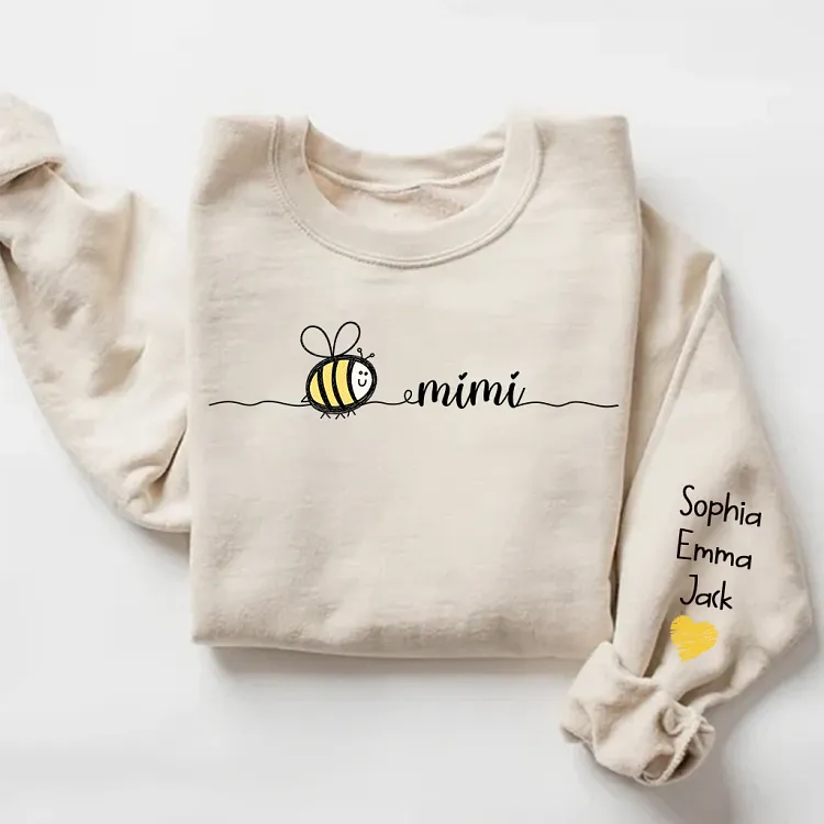 Personalized Mimi Sweatshirt with Grandkids Names Sleeve | Custom Grandma Gift