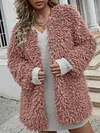 Fashion Solid Color Round-Neck Lamb Wool Coat