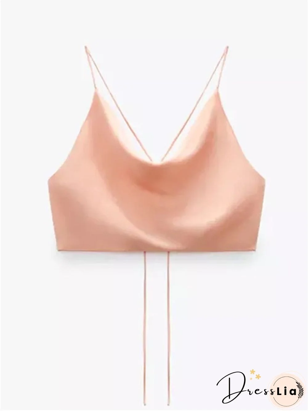 Summer White Satin Top Woman Pink Crop Top Sexy Backless Tank Tops Women Camisole Beachwear Tie Dye Strap Tops