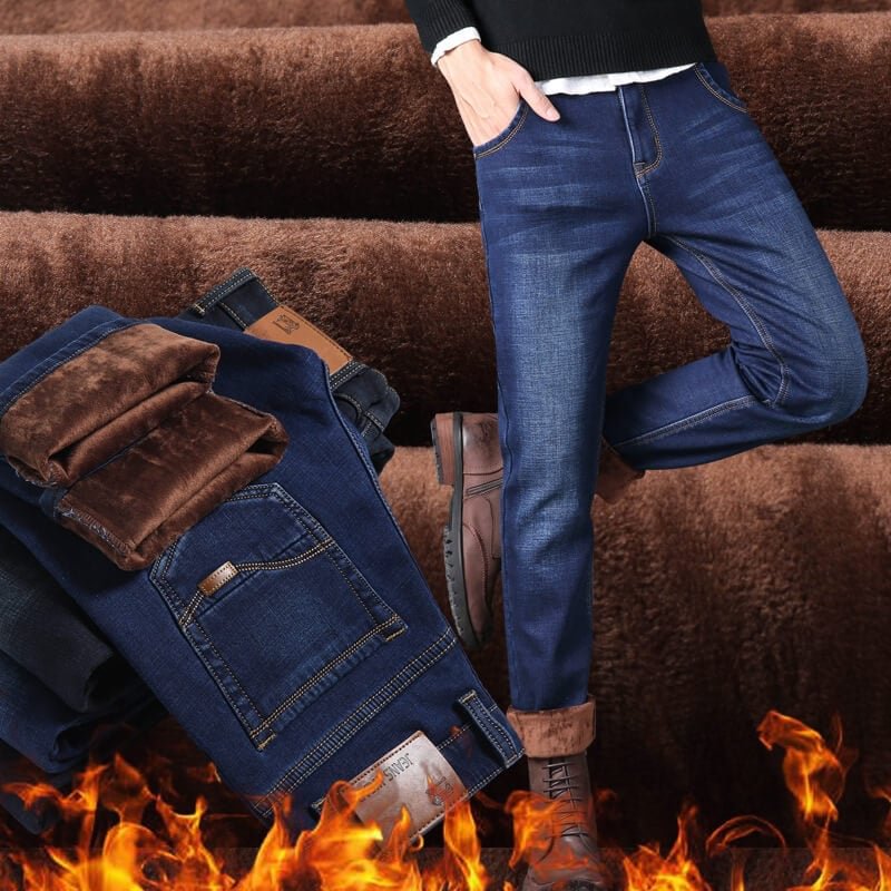Male Loose Stretchy Denim Straight Pants