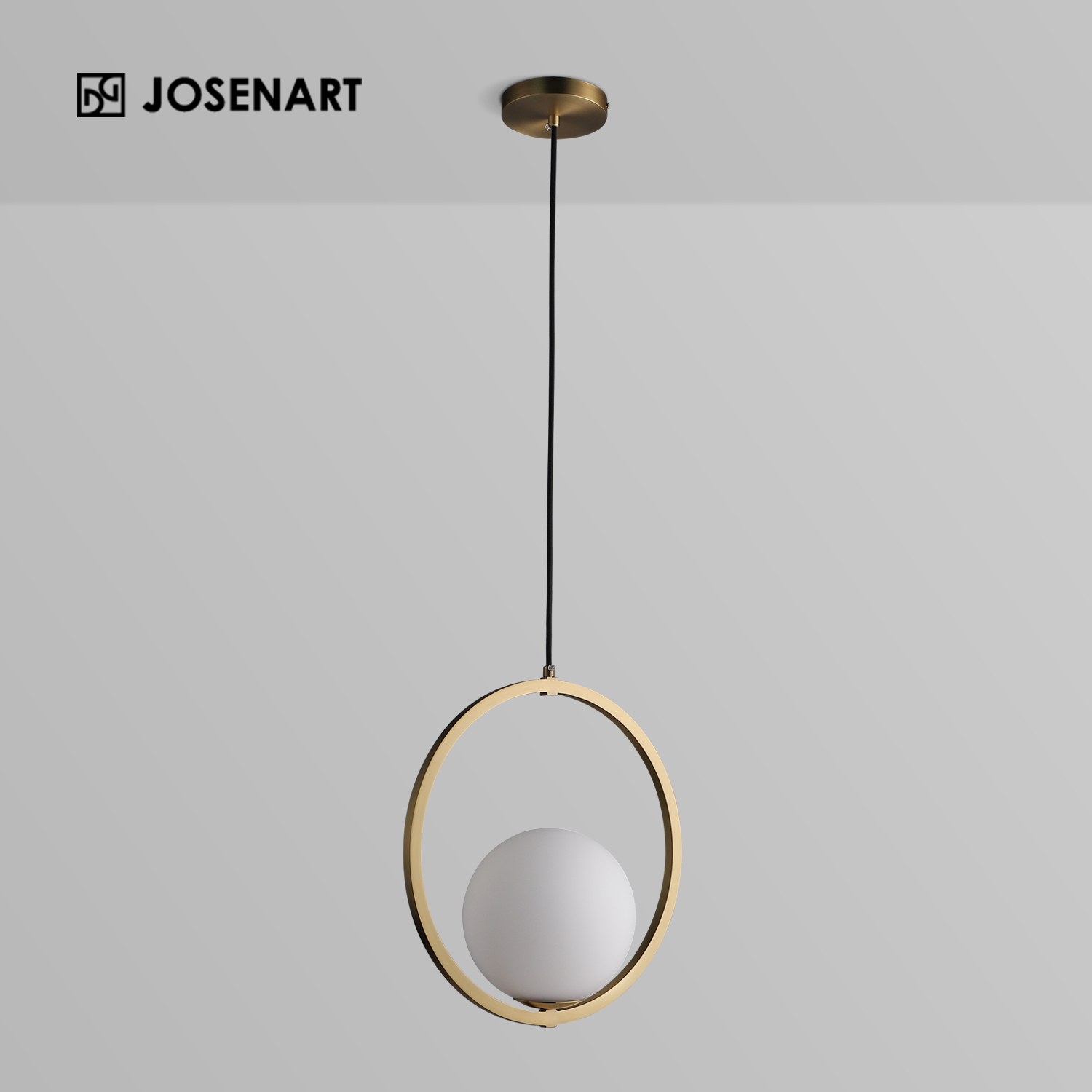 Contemporary Minimalist Ring Glass Shade Globe Pendant  JOSENART Josenart