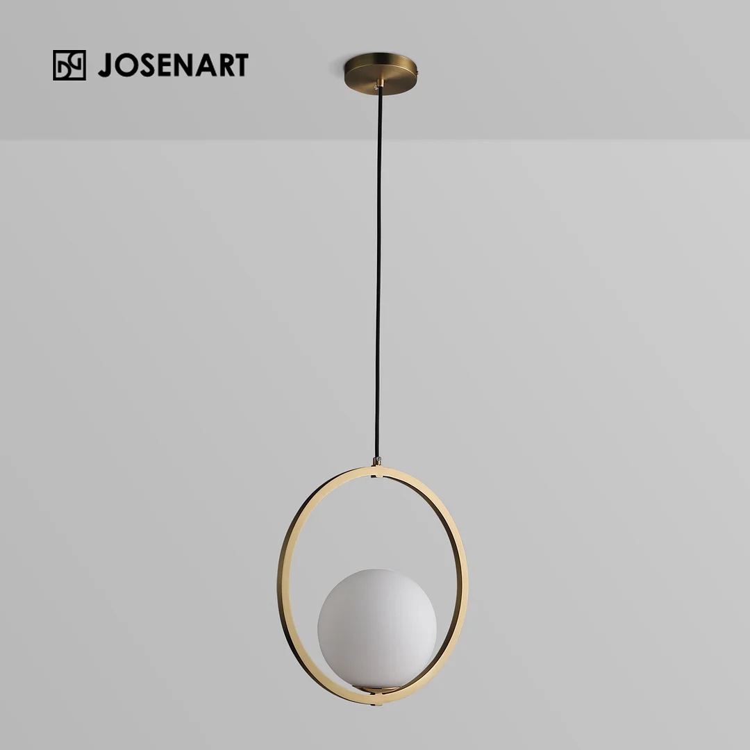 Contemporary Minimalist Ring Glass Shade Globe Pendant  JOSENART Josenart
