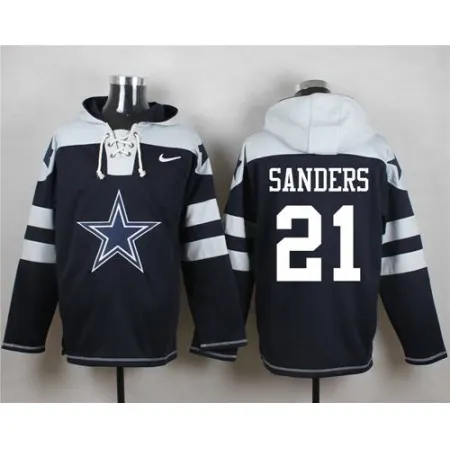 Cowboys #21 Deion Sanders Navy Blue Player Pullover NFL Hoodie
