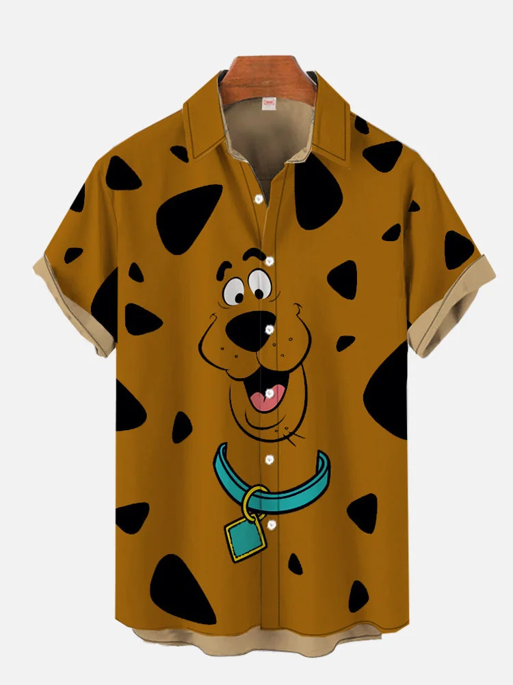 Mascot Funny Cartoon Great Dane Portrait Printing Short Sleeve Shirt