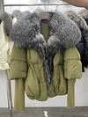 2023 Large Real Silver Fox Fur Collar with Knit Sleeve  Winter Women Coat White Duck Down Jacket Super Fashion Outerwear Luxury