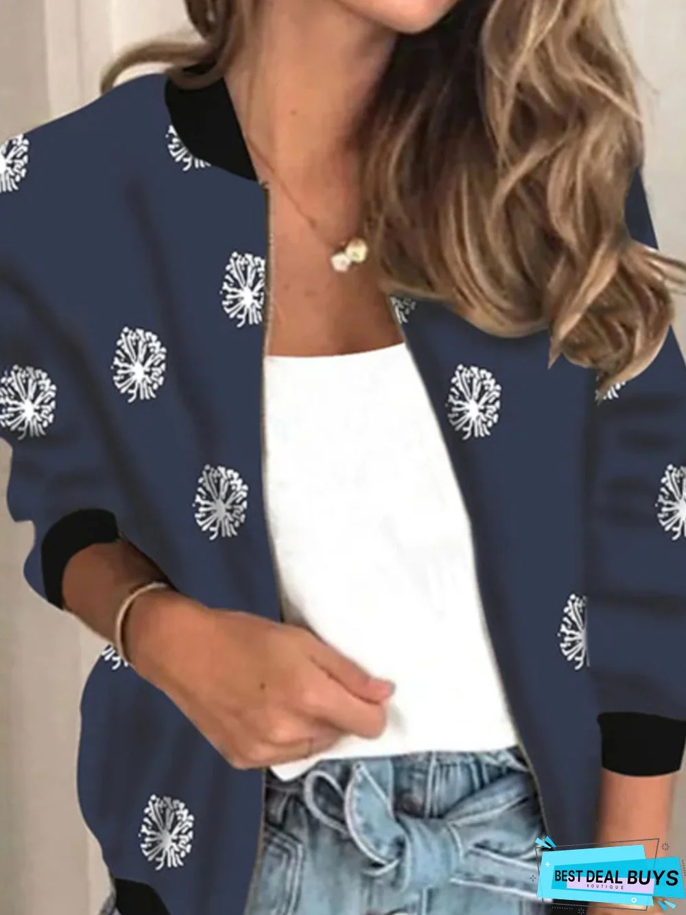 Casual Dandelion Long Sleeve Printed Outwear