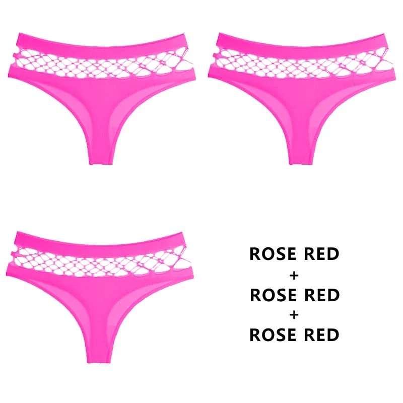 TERMEZY 3Pcs/Lot Hollow Out Lingerie Europe Seamless Sexy Panties Women  Elasticity Underwear Temptation Middle-waist G String