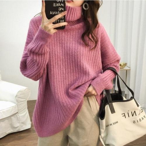 Oversized Turtleneck Knitted Sweater For Women