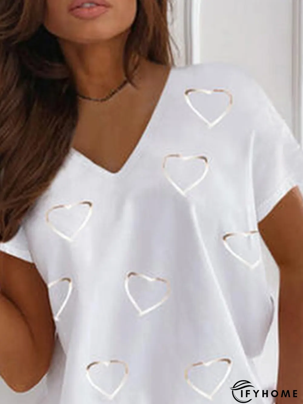 Love Pattern Casual Color Block Shirts & Tops | IFYHOME