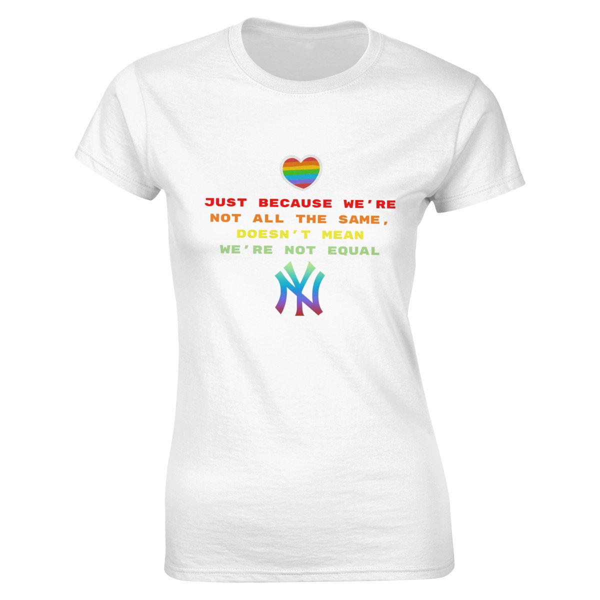 New York Yankees Rainbow Awareness Raising Women's Soft Cotton T-Shirt