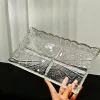 Multifunctional minimalist sunflower-patterned hollowed-out crystal glass rectangular fruit plate for home use