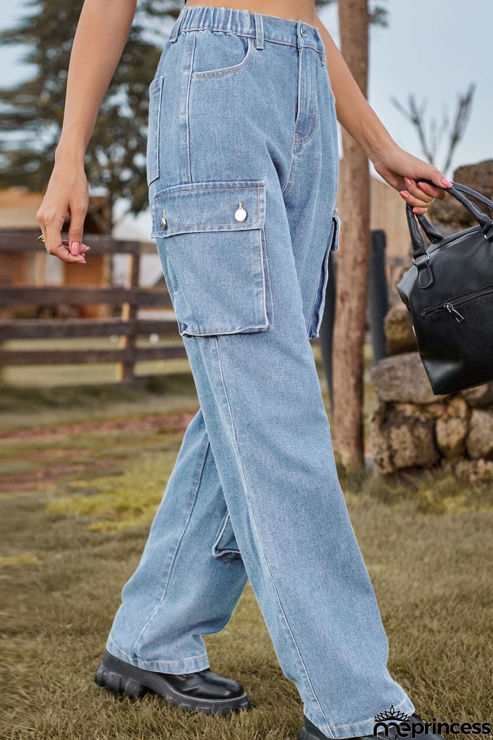 Loose Fit Long Jeans with Pockets