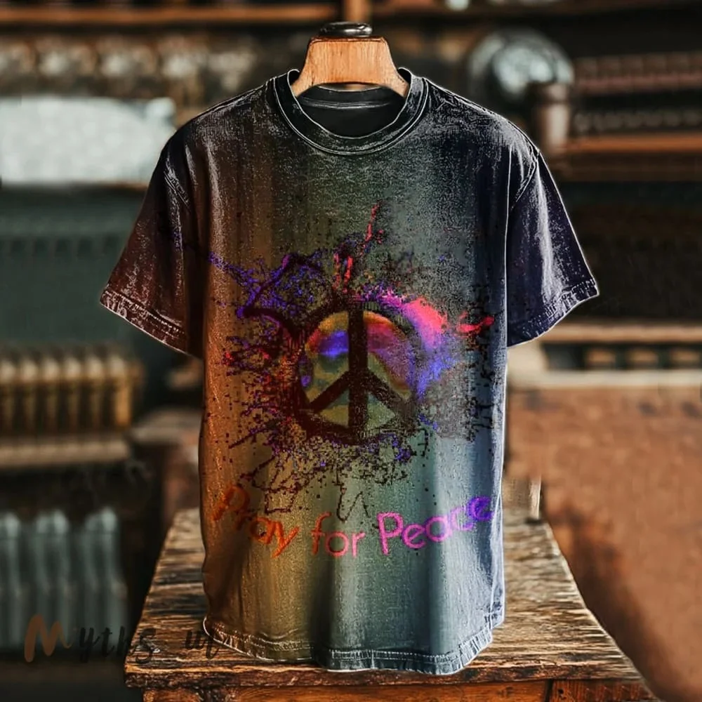 Eagerlys Unisex Hippie Peace Art Print T-shirt Eagerlys