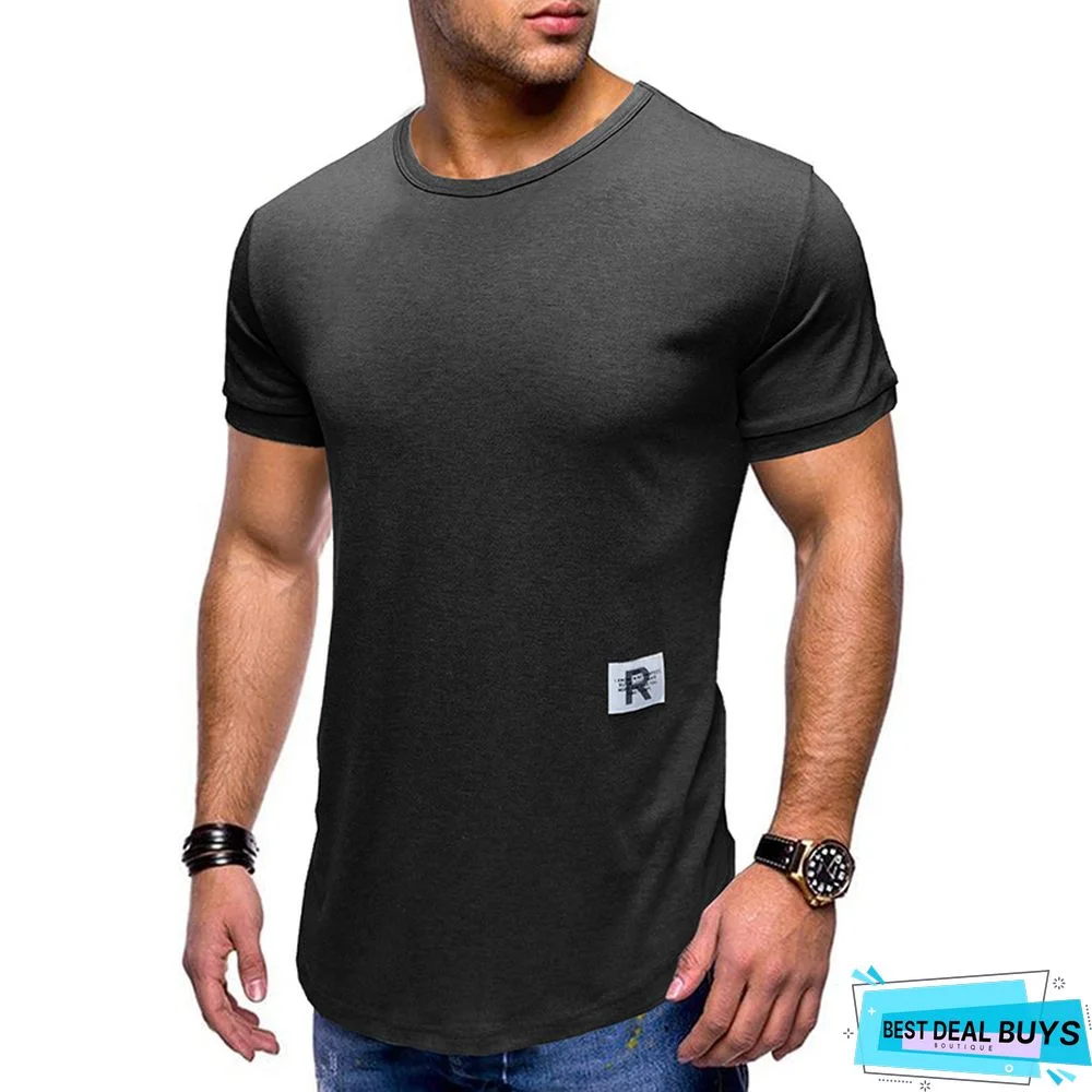 T-Shirt with Short Sleeves and Round Collar In Plain Color