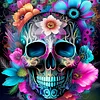 Flower Skull - Full Round Drill Diamond Painting