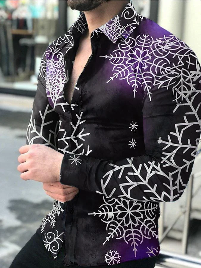 Men's Abstract Snowflake Casual Long Sleeve