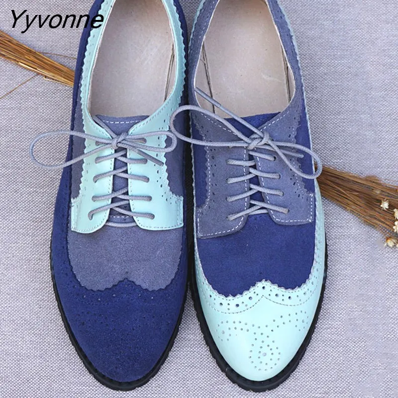 Yyvonne Women's Leather Summer Platform Sneakers Flat Casual Oxford Shoes Loafers Moccasins Spring Vintage for Woman 2023 Trend New