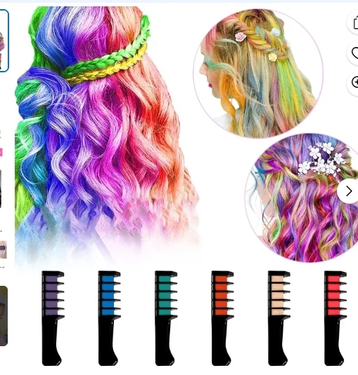 Inadays Hair Chalk Comb Temporary Bright Hair Color Dye for Girls Kids, Washable Hair Chalk for Kids-Girls Toys Birthday Christmas Gifts for 6 7 8 9 10 11 12 Year Old Girl 