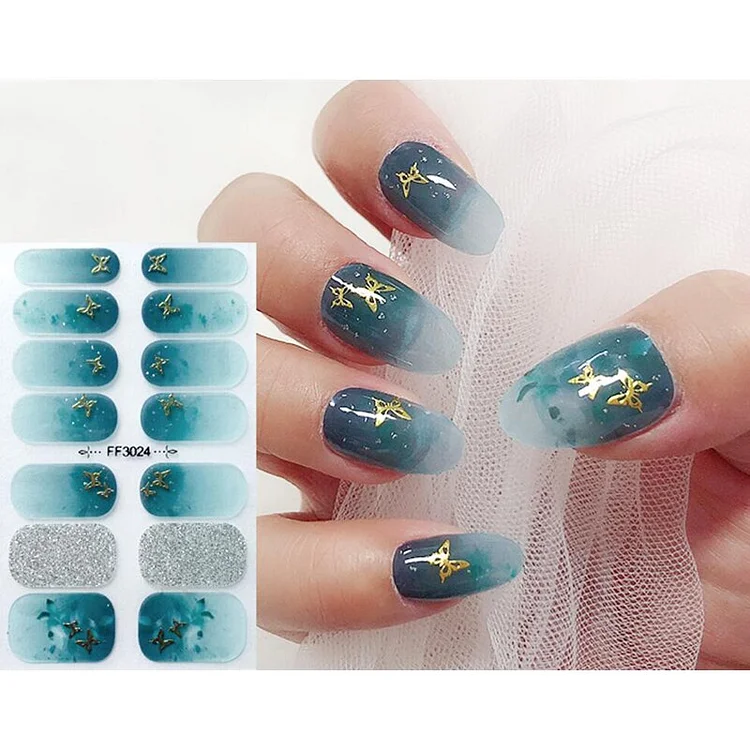 Nail Stickers Adhesive Watercolor Style Manicure Decoration Sticker For Nails Designed Shiny Self Adhesive Nail Sticker Salon
