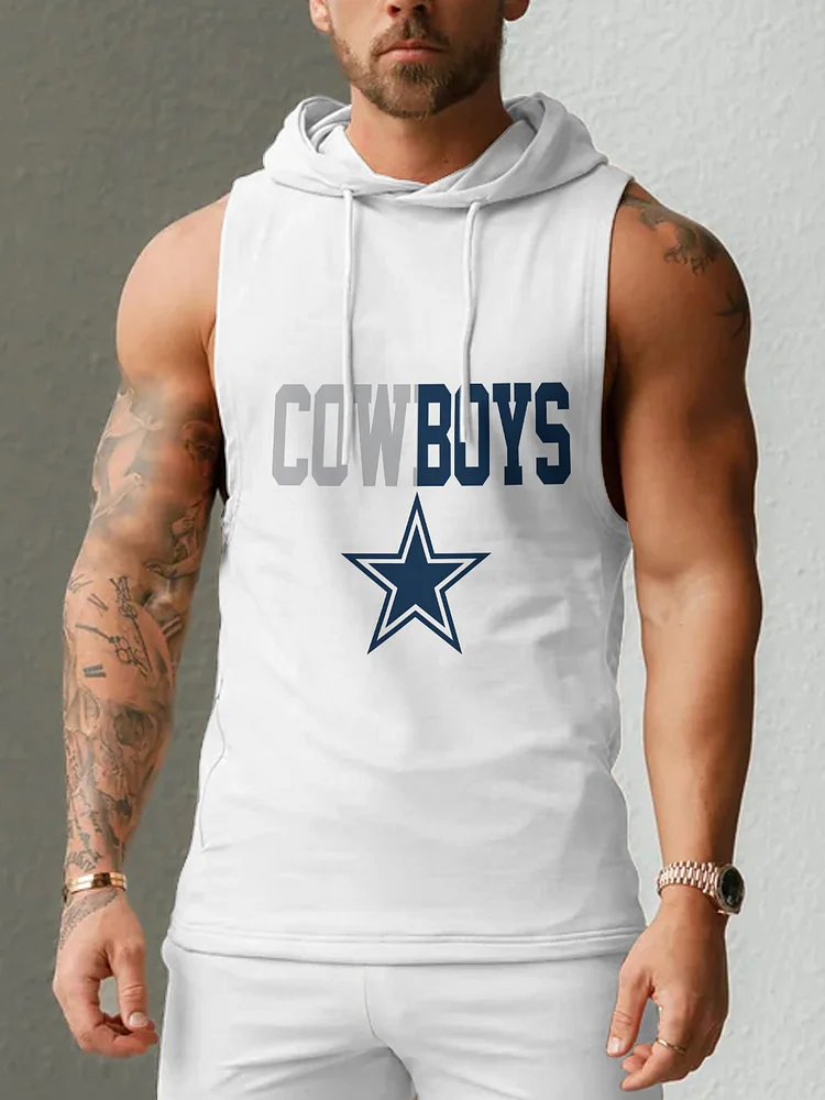 Dallas Cowboys Men's  Casual Comfy Sleeveless Hooded Tank Top