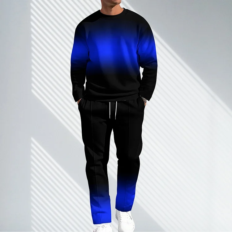 Men Causal Printed Hoodied and Pants Suit