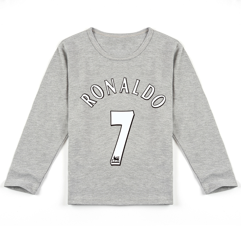 Mayoulove Unisex Cristiano Ronaldo Long Sleeve T-Shirt for Kids - Soccer Star Fan Gear, Perfect Gift for Boys & Girls-Mayoulove