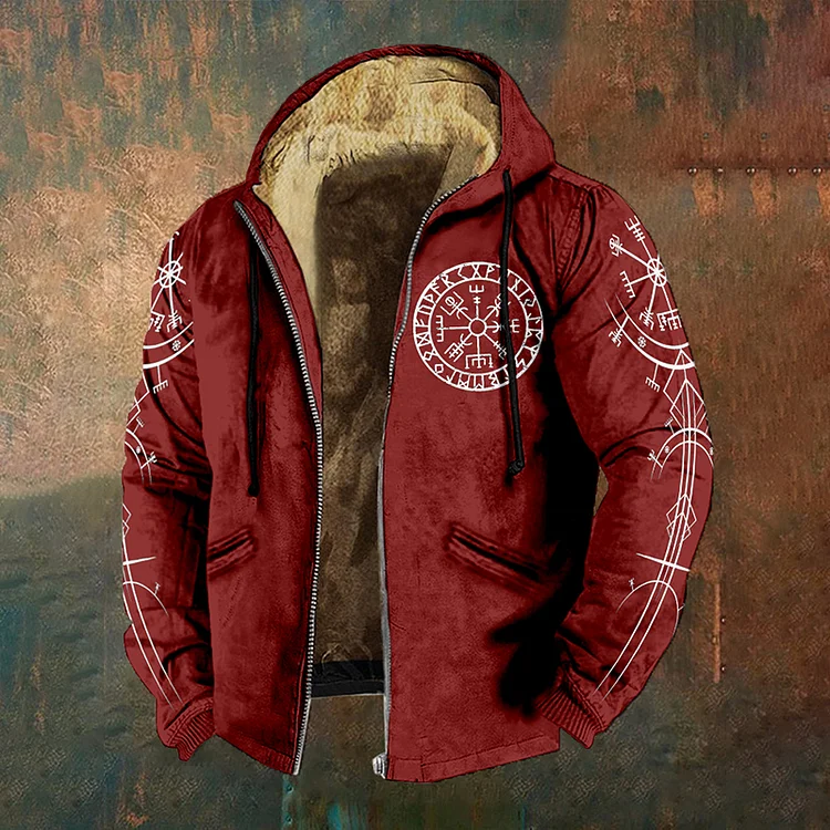 Men's Viking Compass Vegvisir Vintage Full Zip Hoodie