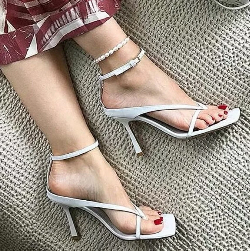 2022 Ankle Strap Women Sandals Summer Fashion Brand Thin High Heels Gladiator Sandal Shoes Narrow Band Party Dress Pump Shoes
