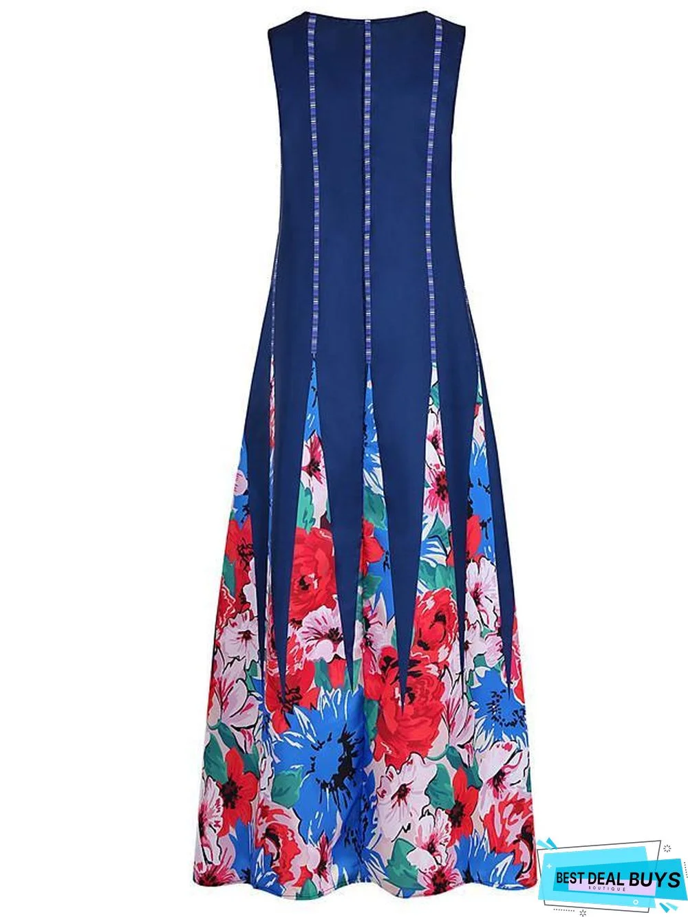 Women's Tunic Maxi Long Dress Sleeveless Tribal Print Summer Plus Size Hot Casual White Black Blue Red Green