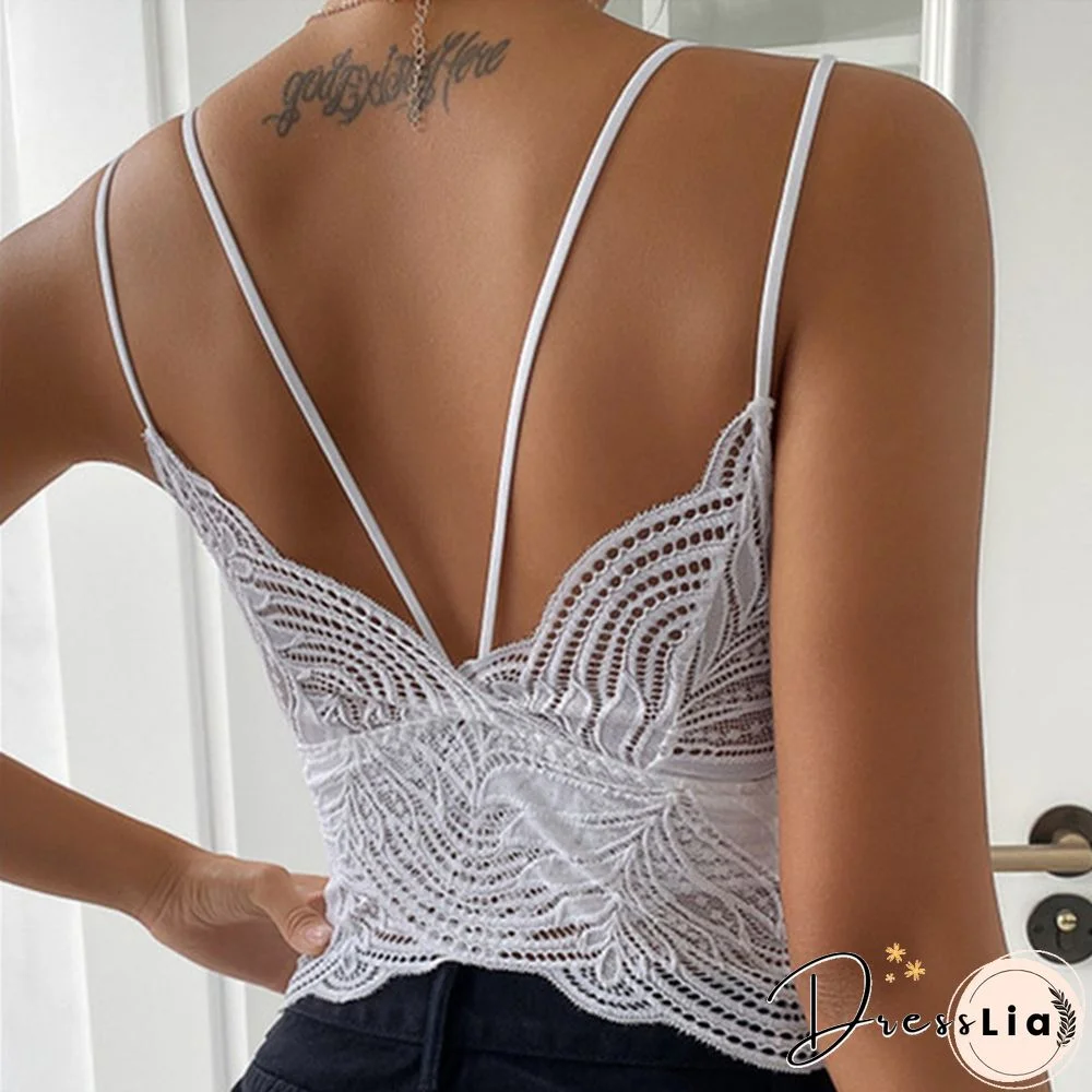 New Arrival Summer Fashion Women's Sexy V-Neck Spaghetti Strips Sleeveless Lace Vest Tops Solid Color Slim Fit Tank Top Plus Size