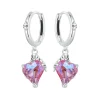 925 Sterling Silver Skull Hands Pink Heart Drop Earrings