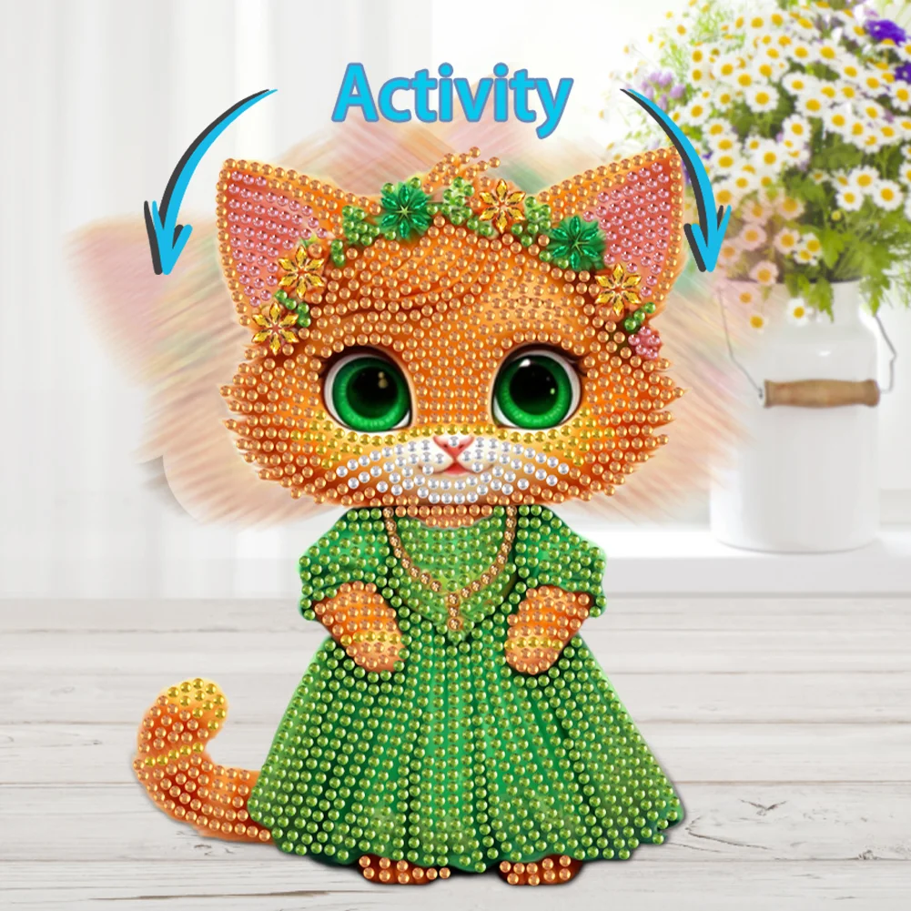 DIY Cat Acrylic Shaking Head Table Top Special Shaped Drill Diamond Painting Ornament Kits
