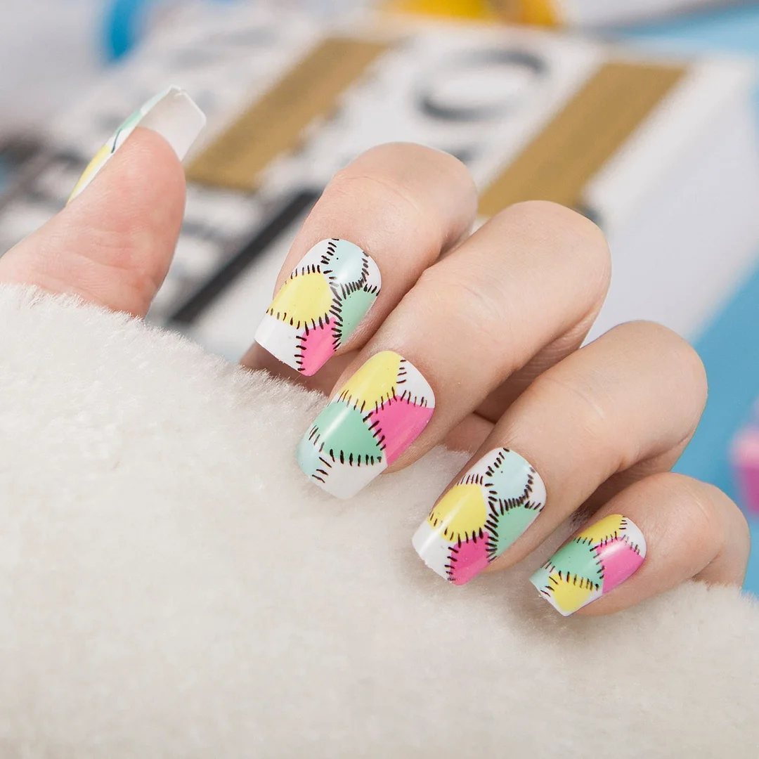 24pcs/set Fashion Acrylic Full Cover Fake Nails 10 Sizes Press on Nails Designs French False Nail Art Tips 278 Fingernail Tips-Nail Inspo