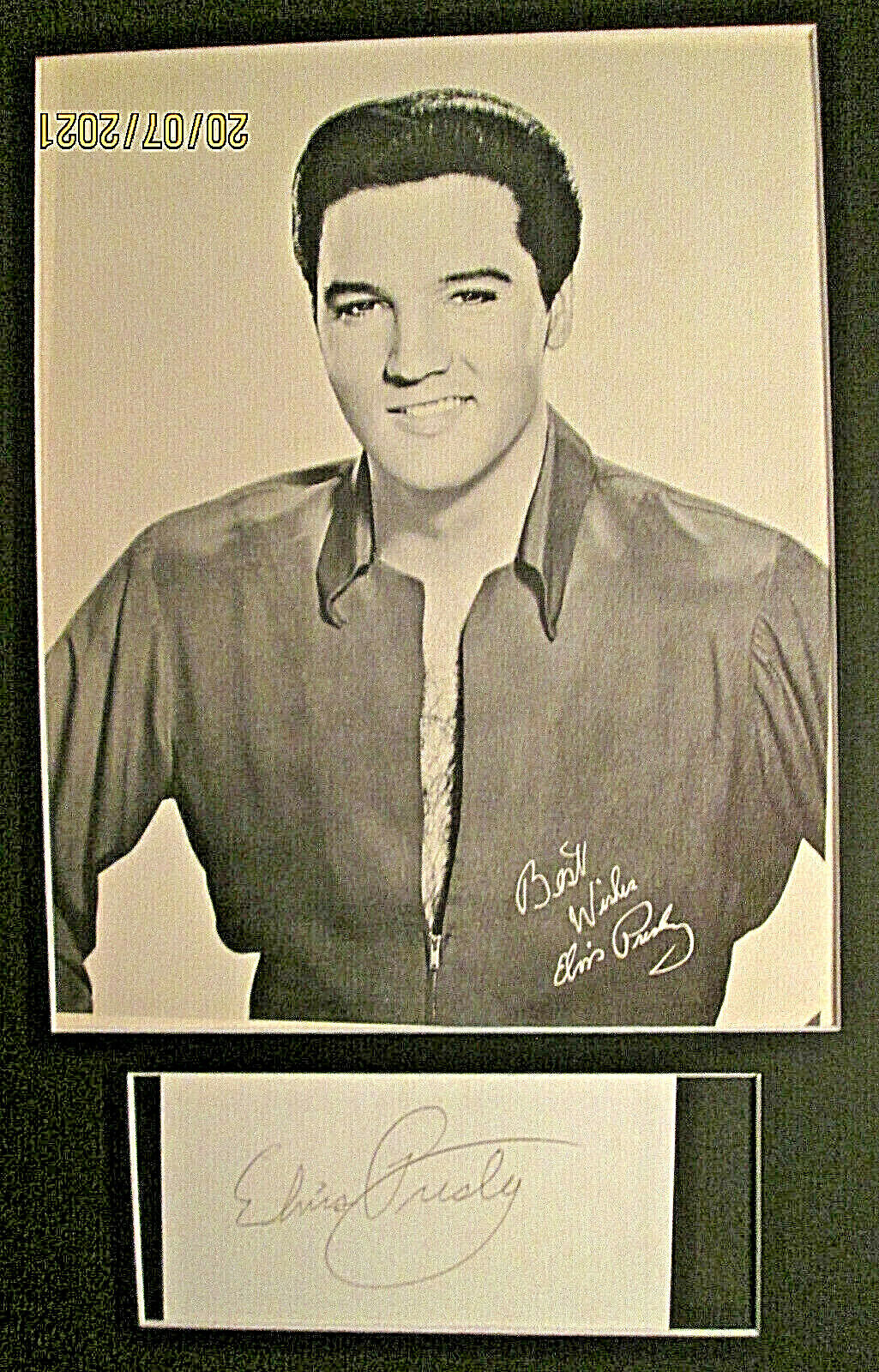 ELVIS PRESLEY: (ORIG, SIGN AUTOGRAPH CARD & Photo Poster painting) AT SPECTRUM 1976 CONCERT *