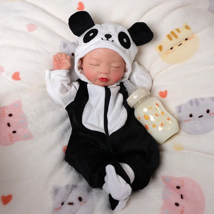 Babeside Annie 16" Full Silicone Reborn Baby Girl with Panda Jumpsuit