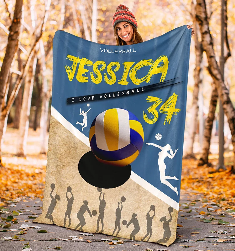 Personalized Volleyball Blanket, Volleyball Girl Sherpa Fleece Blanket | BKKid514