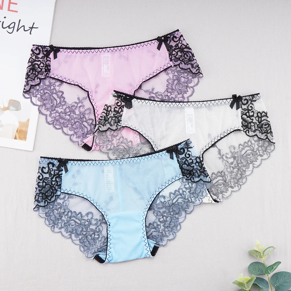 Billionm Women's Sexy Lace Panties Ladies Seamless Transparent Mesh Panties Breathable Soft Comfort Lace Low Rise Embroidered Briefs
