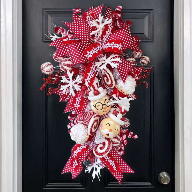 🔥Last Day 49% OFF🍭Mr & Mrs Claus Peppermint Christmas Swag Wreath🎄