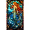 Diamond Painting -DIY Round Drill Stained Glass Mermaid(40x70cm)