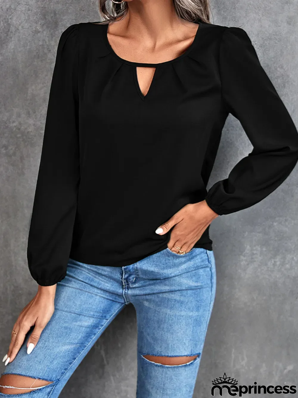 Women's Long Sleeve Scoop Neck Casuals Shirt
