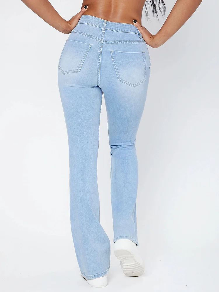 High waisted micro flared jeans