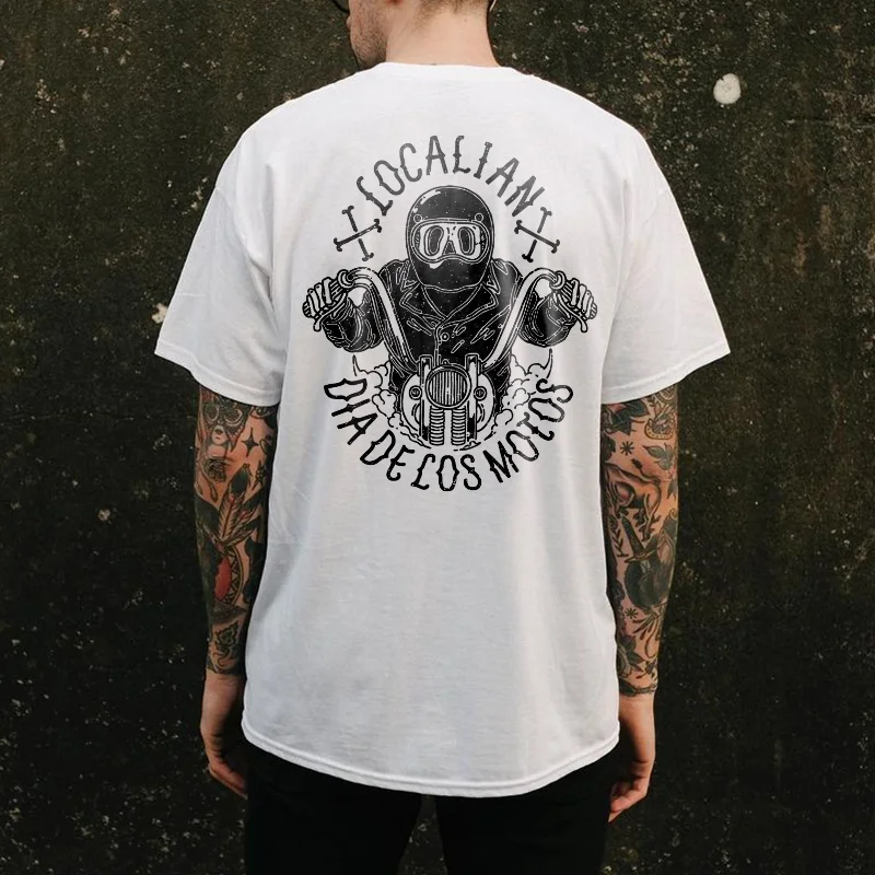 Motorcycle letter printing men's t-shirt designer - Krazyskull
