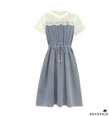 Summer's New Fat Sister Loose Waist Slimming Lace Dress