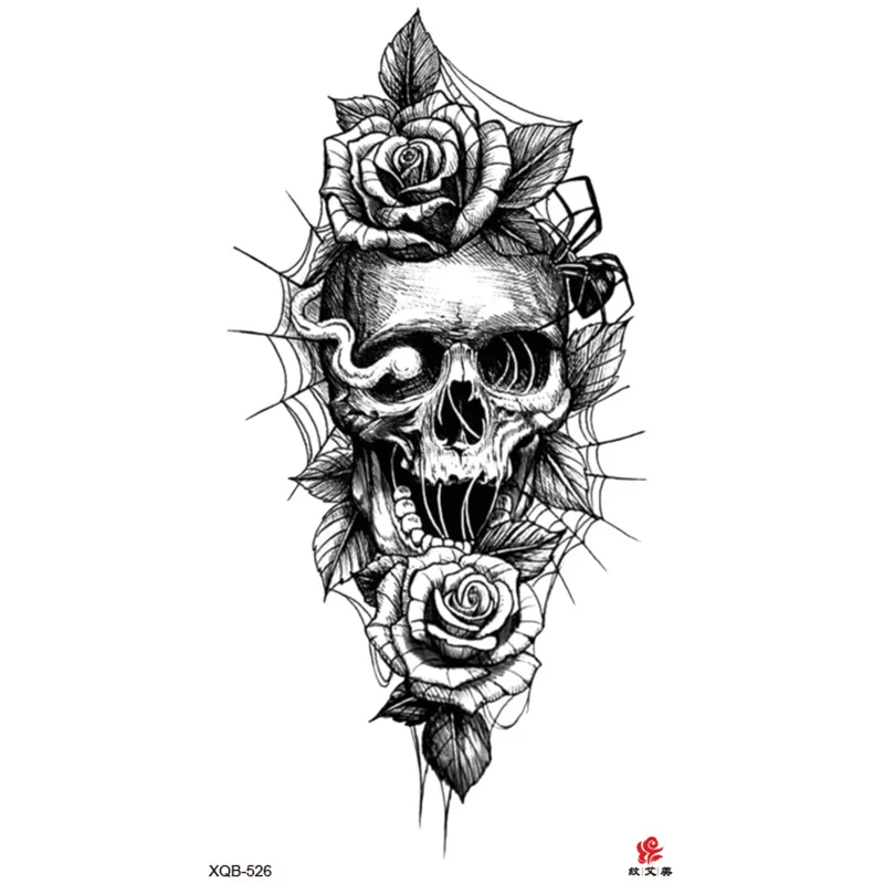 Sdrawing Full Arm Waterproof Tattoo Sticker Totem Animal Skeleton Small Arm Tattoo Sticker