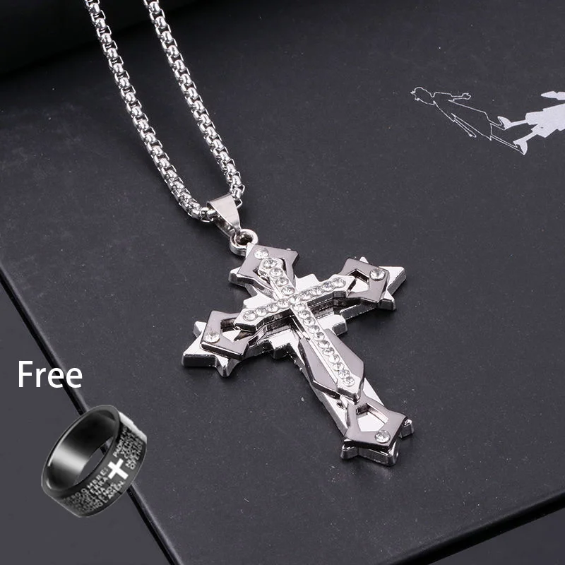 Sparkling Cross Cubic Zirconia Necklace（Buy 1 Get 1 Free Ring）